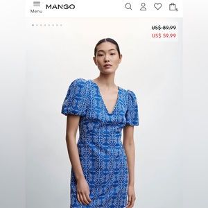 Mango Embroidered open back dress BNWT